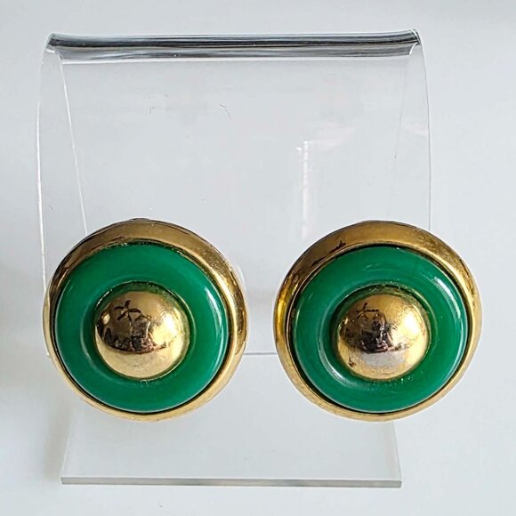 Vintage Kenneth Lane Button Clip-On Earrings - Picture 3 of 7